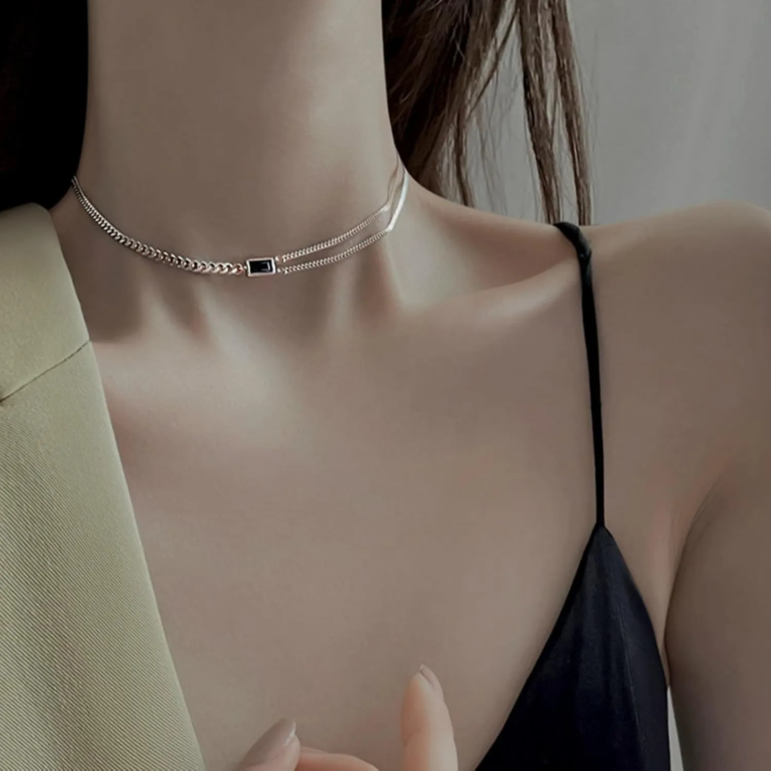 Minimalist Necklace Collar Chain Irregular Y2k Daily Versatile Fashion Jewelry for Women Silver