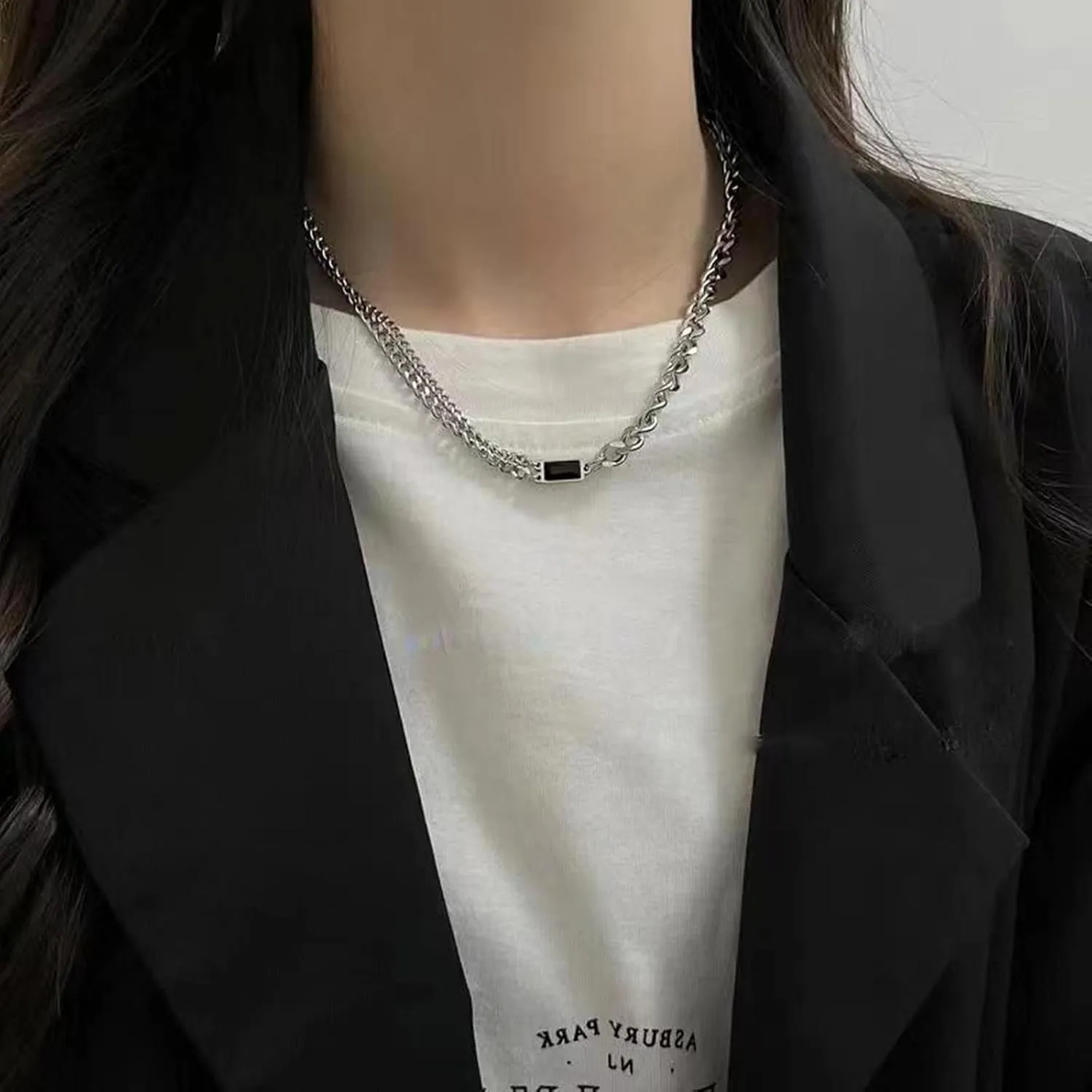 Minimalist Necklace Collar Chain Irregular Y2k Daily Versatile Fashion Jewelry for Women Silver
