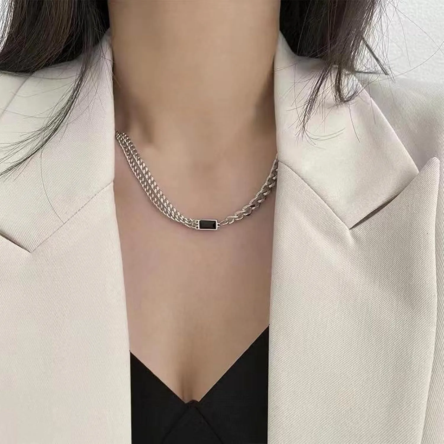 Minimalist Necklace Collar Chain Irregular Y2k Daily Versatile Fashion Jewelry for Women Silver