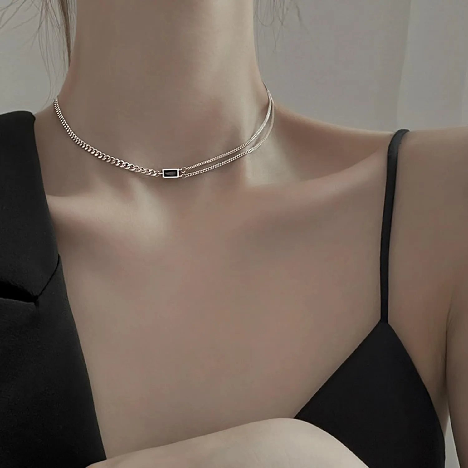 Minimalist Necklace Collar Chain Irregular Y2k Daily Versatile Fashion Jewelry for Women Silver
