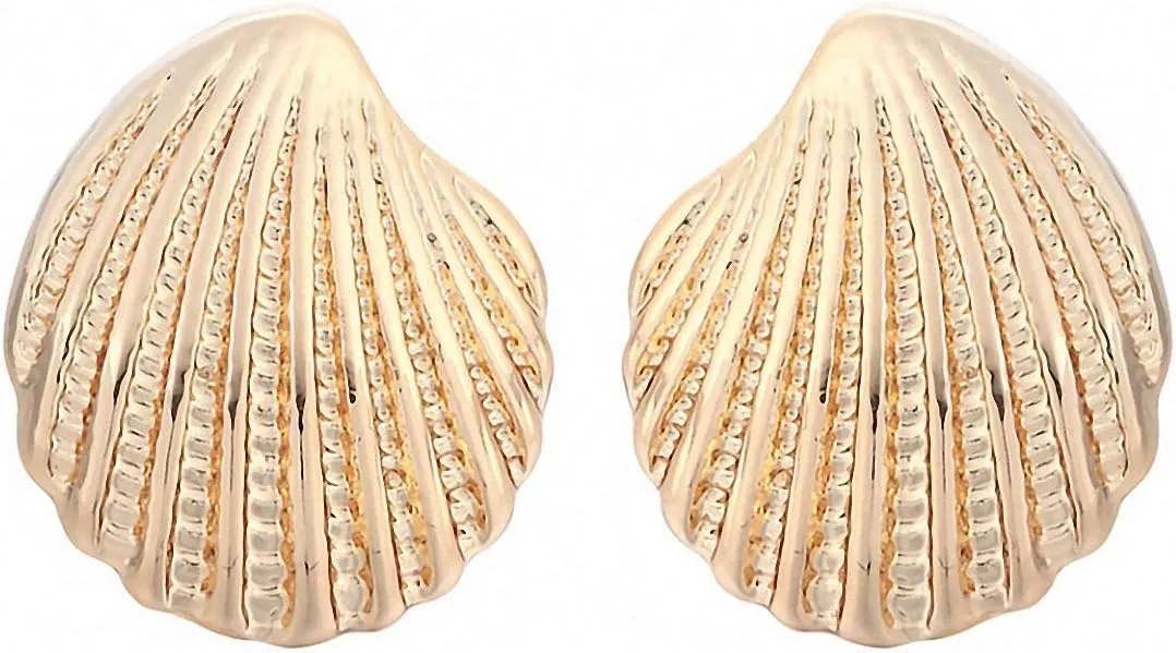 Minimalist Plated Gold Shell Stud Earrings Women Maxi Jewelry Romantic Wedding Dangle Earrings Silver