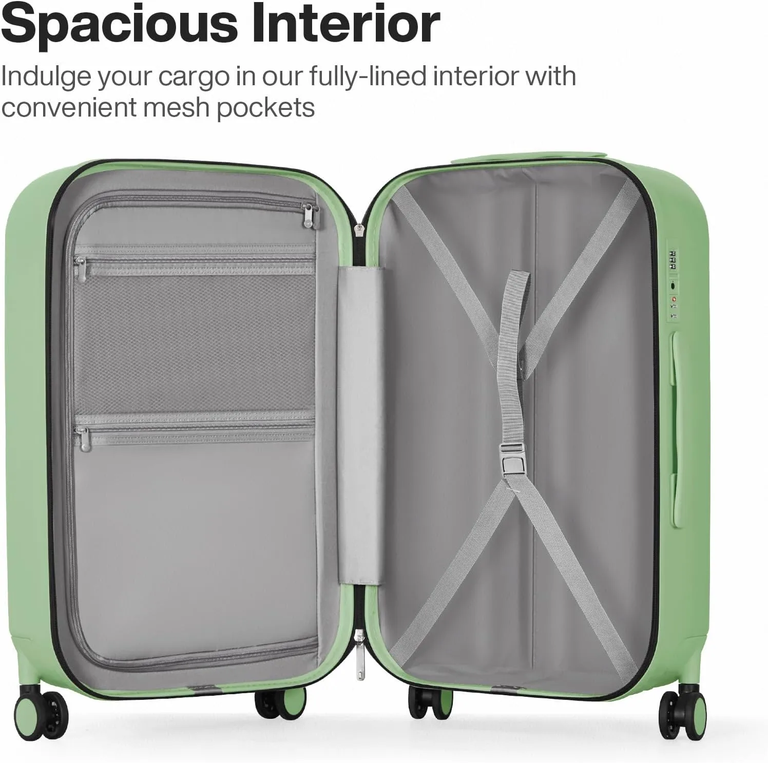 mixi 26 Inch Large Checked Luggage PC Hardshell Suitcases with Wheels for Travel Woman Men, Avocado Green