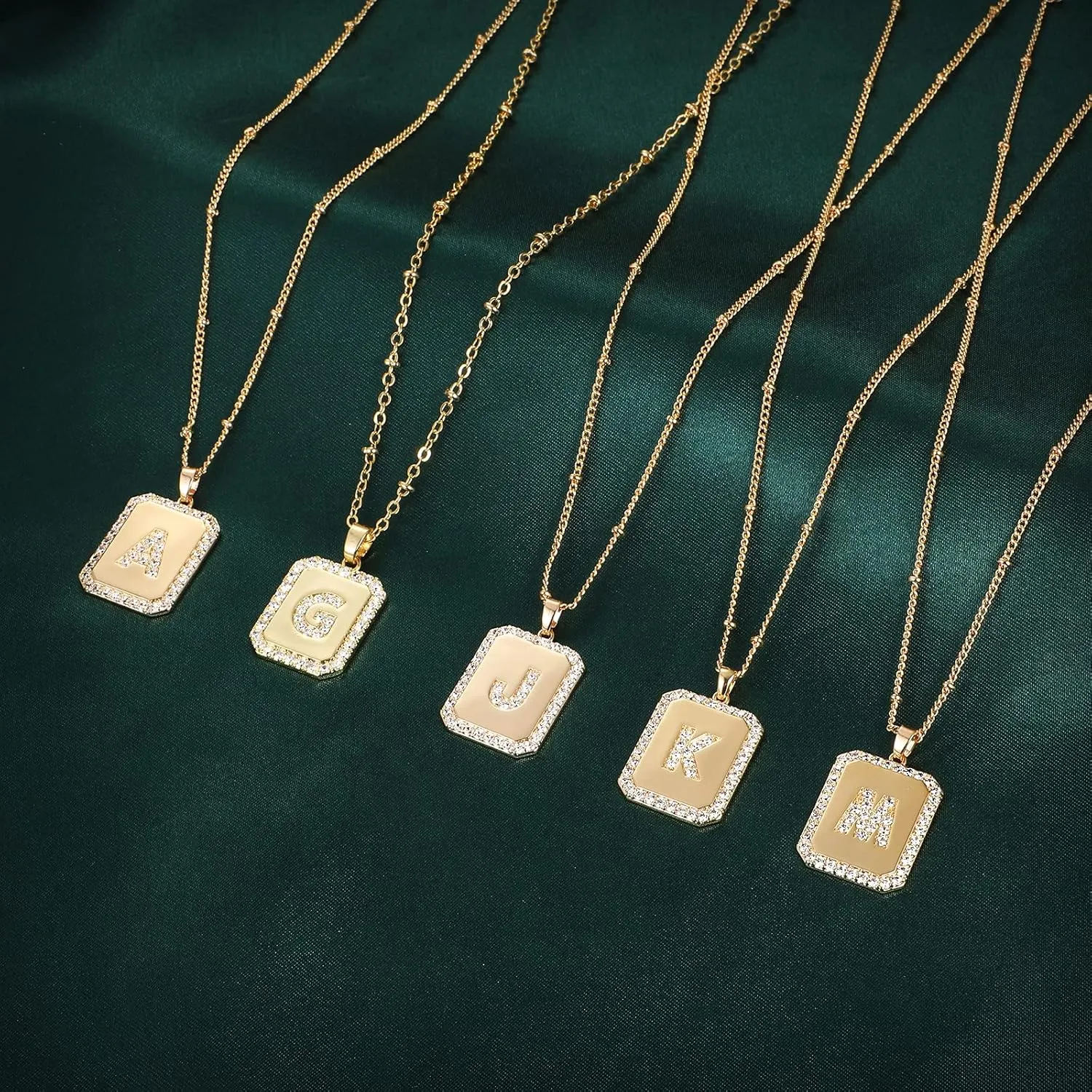 MJartoria Layered Initial Necklaces for Women Trendy, 14K Gold Plated Simple Star Choker Square Letter Pendant Necklace, Figaro Chain Gold Necklaces Jewelry Gifts