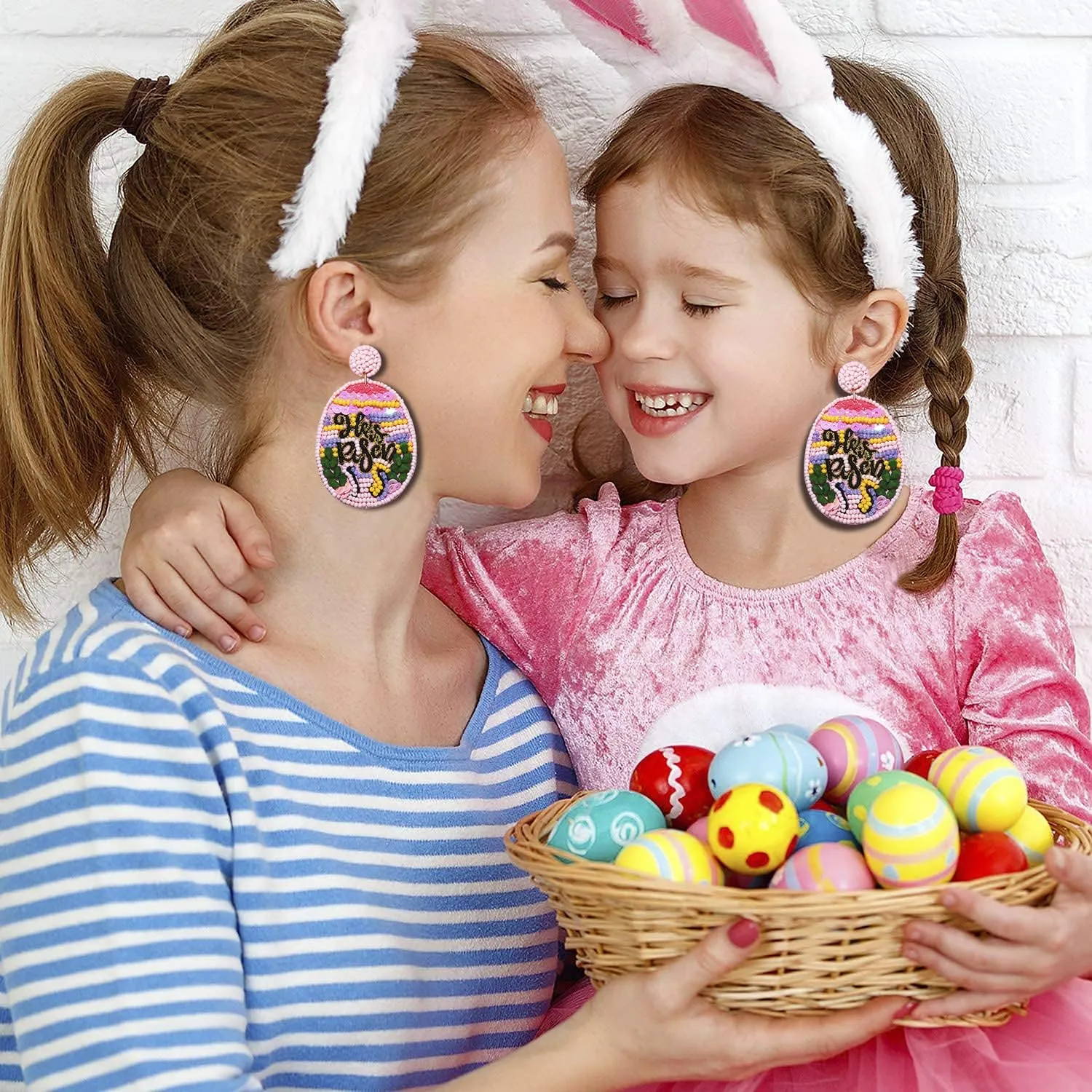MOLOCH Easter Earrings for Women Easter Bead He IS Risen Earrings Colorful Beads Sequins Egg Dangling Earrings Spring Holiday Jewelry Gift (green)