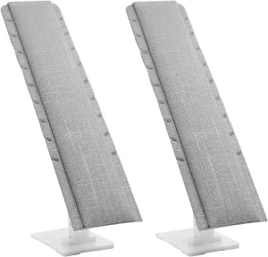 MOOCA 2 Pcs Set Multiple Pendant Necklace Showcase Jewelry Display, Chain Display Stand, Necklaces Holder Stand with Adjustable holders for 9 necklaces, Gray Linen