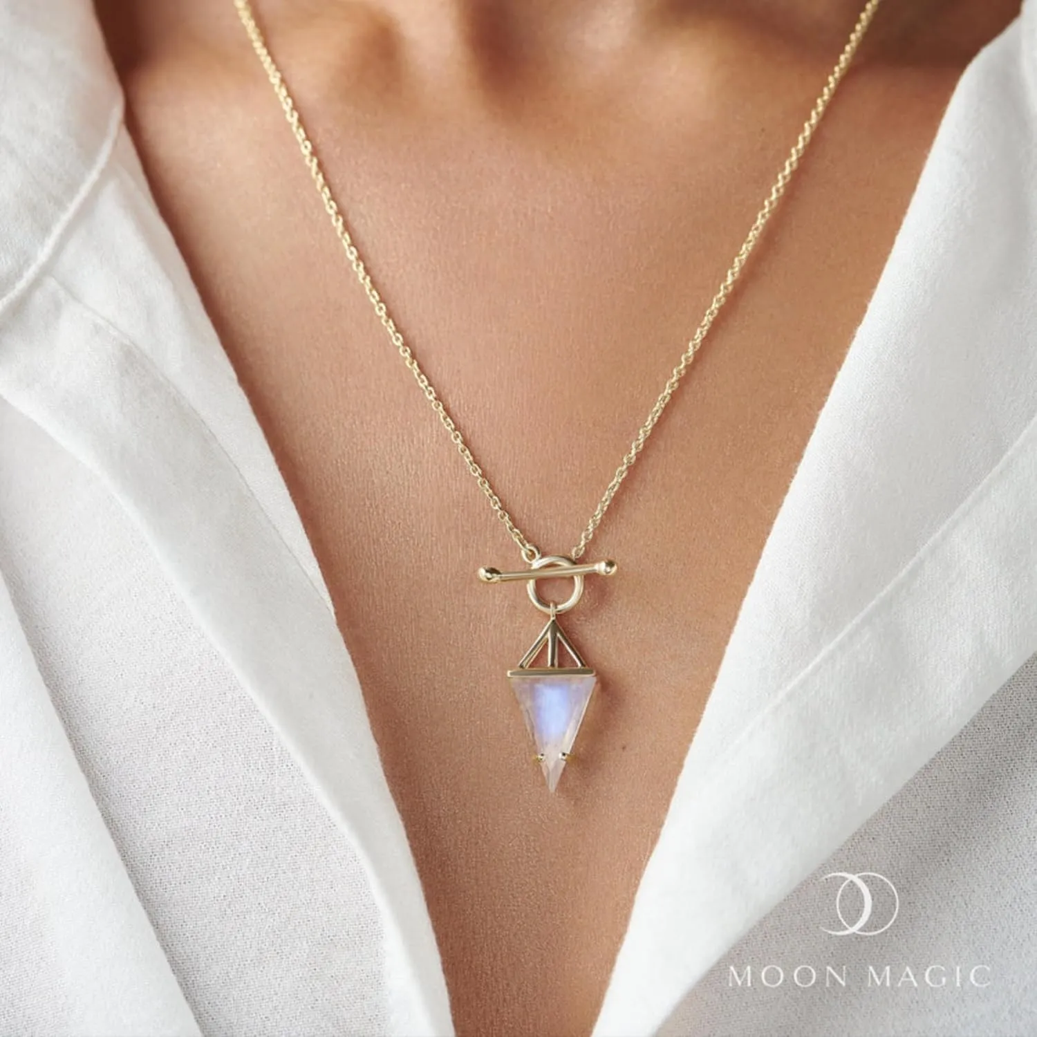 Moon Magic - Authentic Moonstone, Onyx, Black Obsidian Necklaces/Real 925 Sterling Silver - 18k Rose and Yellow Gold Enchanted Moonstone Necklaces for Women/Genuine Gemstone Jewelry