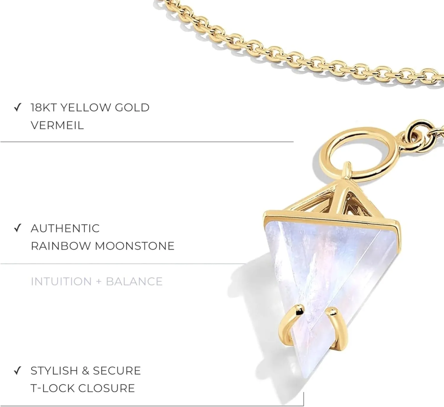 Moon Magic - Authentic Moonstone, Onyx, Black Obsidian Necklaces/Real 925 Sterling Silver - 18k Rose and Yellow Gold Enchanted Moonstone Necklaces for Women/Genuine Gemstone Jewelry
