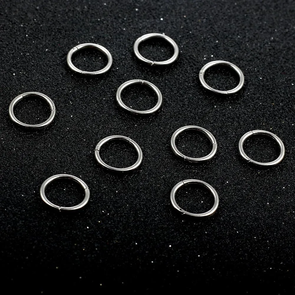 MOQIKAKA16G 18G 20G Surgical Steel Nose Septum Rings Hoops - Stainless Steel Hinged Clicker Segment Nose Rings Hoop Helix Cartilage Daith Tragus Sleeper Earrings, Ear Plugs Tunnels Gauges