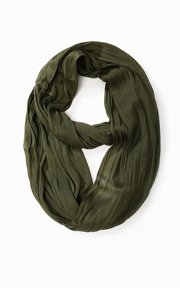MSF0100C Solid Scrunch Silk Infinity Scarf