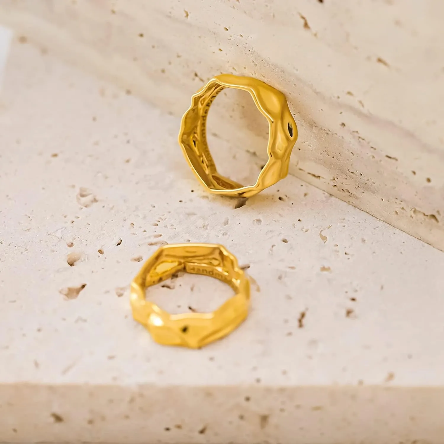 MTMY 14K Gold Plated Rings for Women Dainty Stacking Ring Statement Ring Eternity Bands Jewelry Size 6 to 8