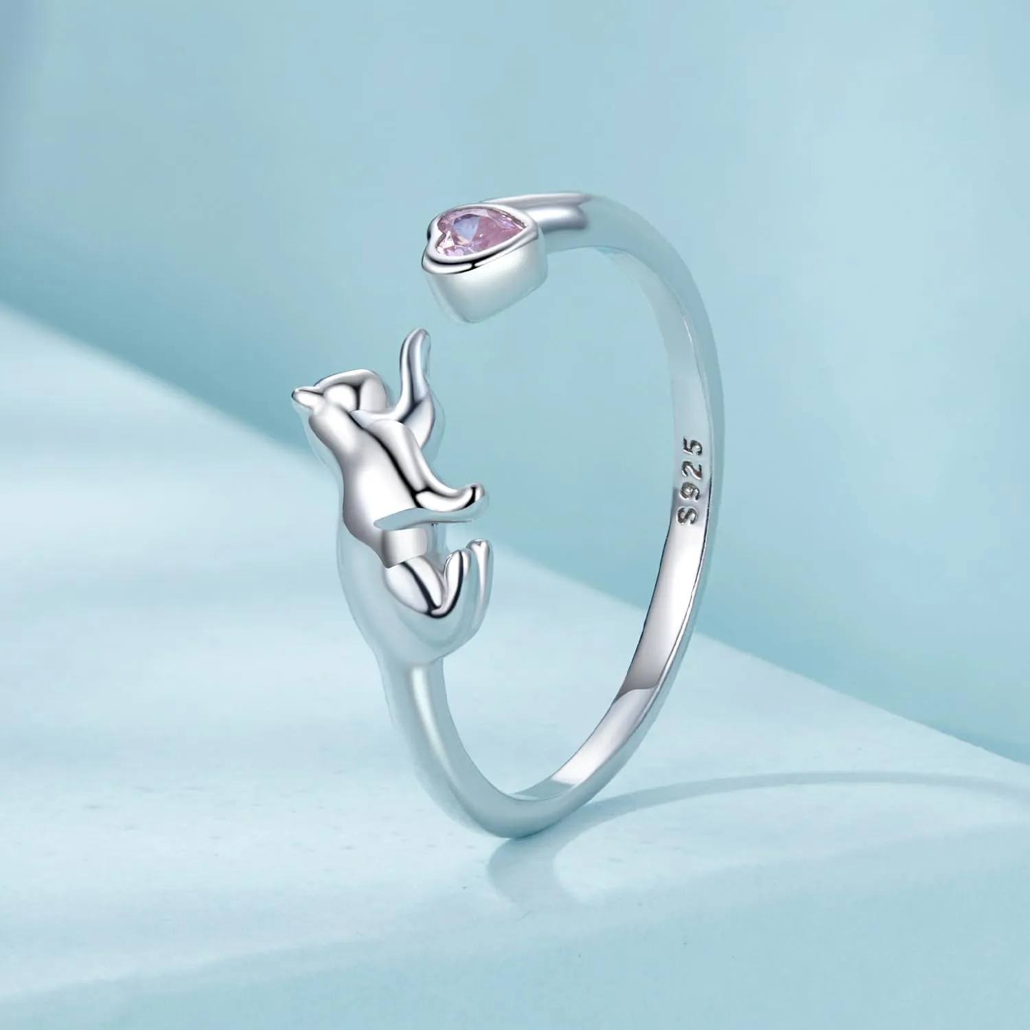 MUNDELL 925 Sterling Silver Cute Dachshund Open Rings Puppy Dog Adjustable Rings for Women Animal Stacking Rings Statement Rings Fine Jewelry