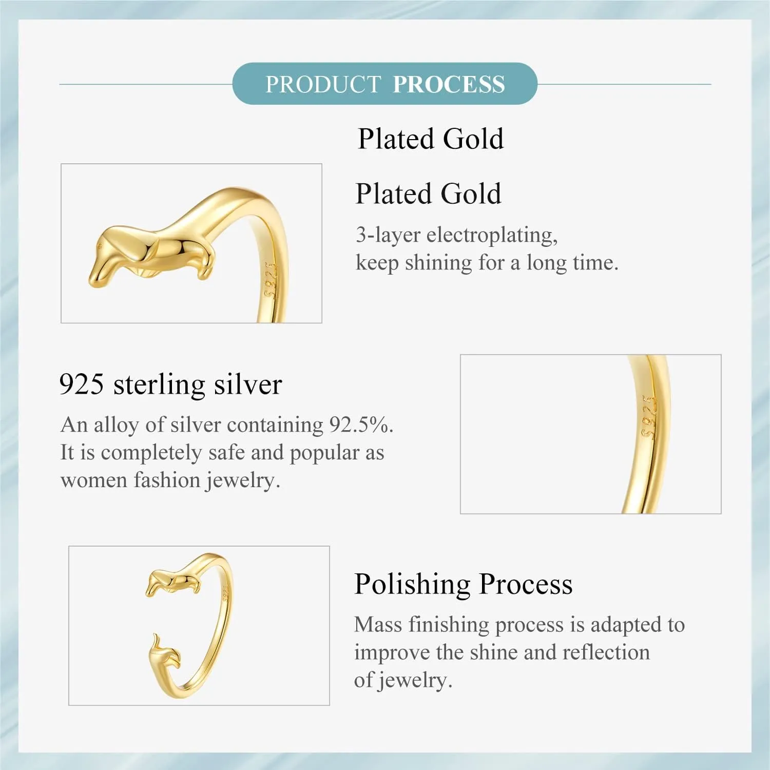 MUNDELL 925 Sterling Silver Cute Dachshund Open Rings Puppy Dog Adjustable Rings for Women Animal Stacking Rings Statement Rings Fine Jewelry
