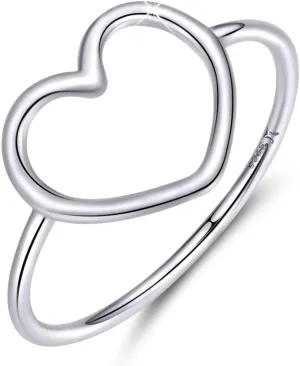 MUNDELL Sterling Silver 925 Simple Minimalist Heart Finger Rings for Women Wedding Engagement Statement Jewelry