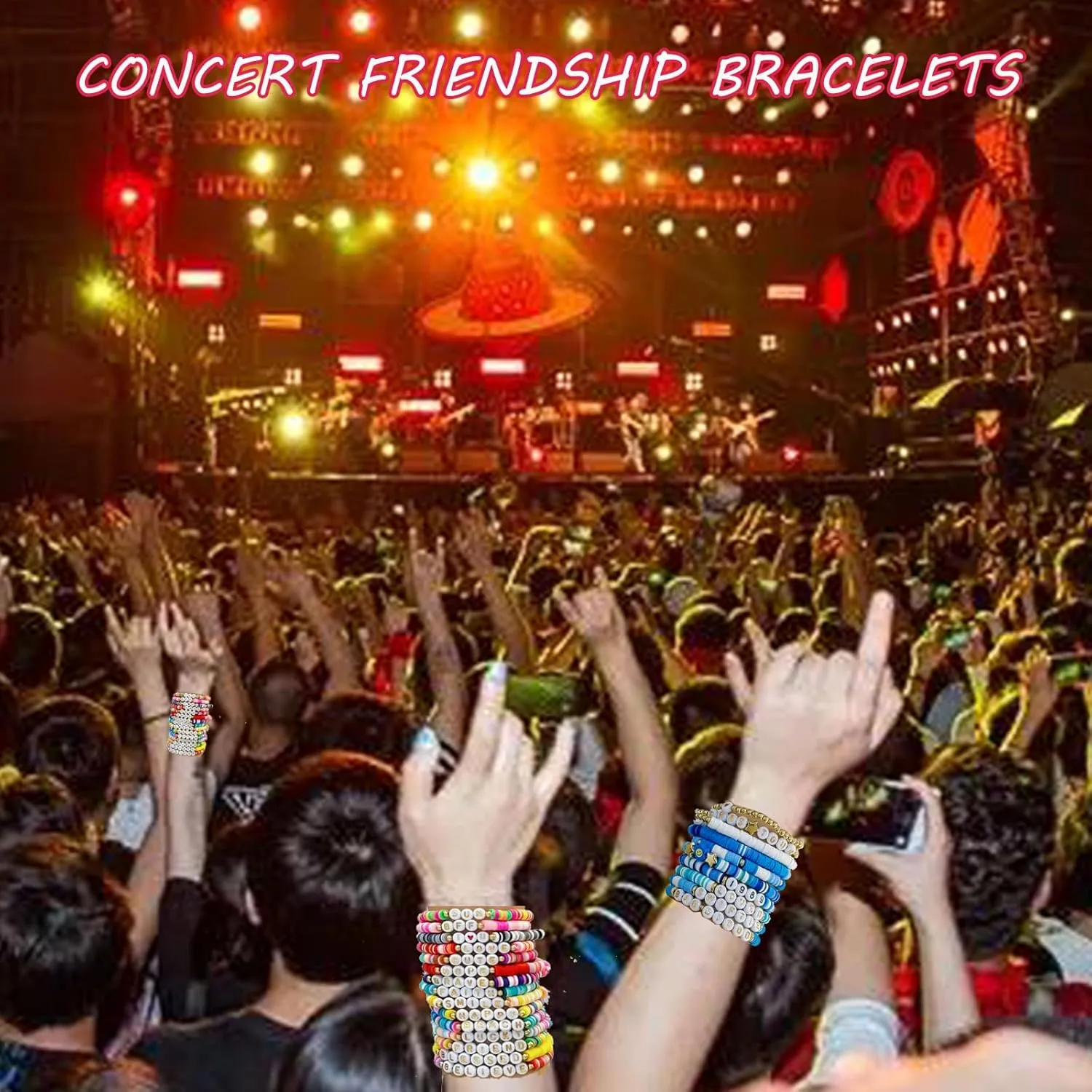 Music Album Matching Friendship Bracelets for Best Friend,Beaded Colorful Preppy Friend Bracelets for Women,Cute Stretch Bracelets Set Tour Jewelry Concert Merch Gifts for Women Fans