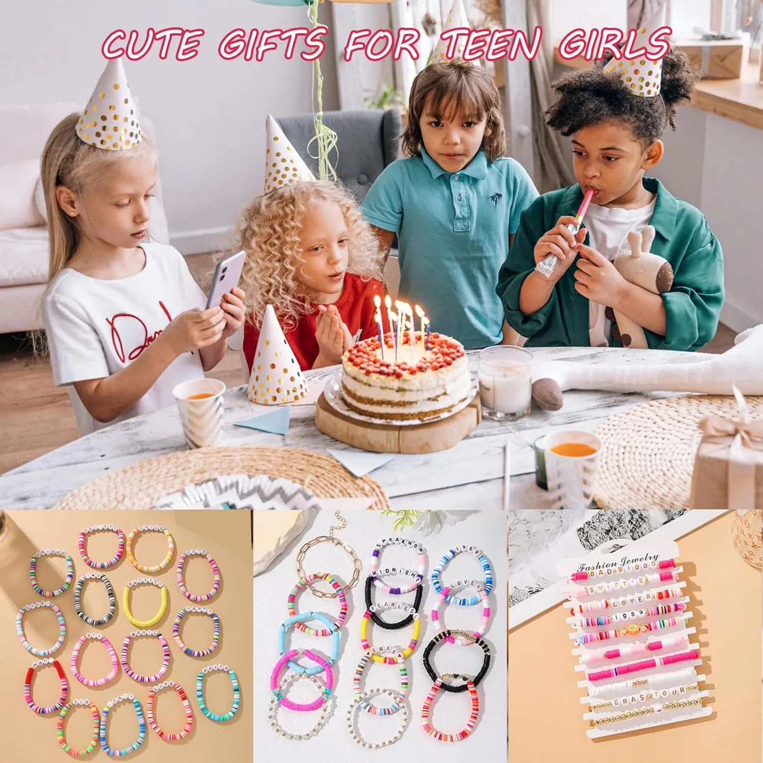 Music Album Matching Friendship Bracelets for Best Friend,Beaded Colorful Preppy Friend Bracelets for Women,Cute Stretch Bracelets Set Tour Jewelry Concert Merch Gifts for Women Fans
