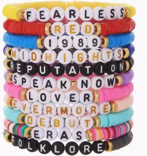Music Album Matching Friendship Bracelets for Best Friend,Beaded Colorful Preppy Friend Bracelets for Women,Cute Stretch Bracelets Set Tour Jewelry Concert Merch Gifts for Women Fans