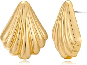 MUYAN Chunky Gold Textured Earrings for Women Trendy Minimalist Large Chunky Studs Fashion Jewelry