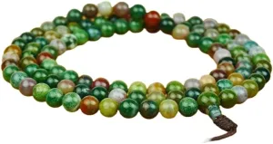 Natural agate 8mm 108 Mala Beads, Spiritual, Meditation Beads, Reiki, Japa Mala, Buddhist Prayer Beads, Yoga Bracelet, healing beads LKMALA-RRGU-1396