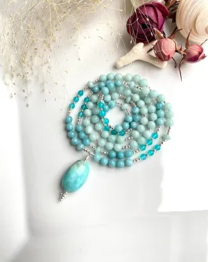 Natural Amazonite 6mm 108 Mala Beads, Spiritual, Meditation Beads, Reiki, Japa Mala, Buddhist Prayer Beads, Yoga Bracelet, healing beads LKMALA-RRGU-3467