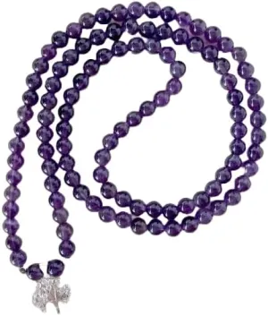 Natural Amethyst 6mm 108 Mala Beads, Spiritual, Meditation Beads, Reiki, Japa Mala, Buddhist Prayer Beads, Yoga Bracelet, healing beads LKMALA-RRGU-1356