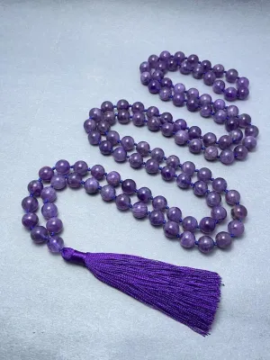 Natural Amethyst 8mm 108 Mala Beads, Spiritual, Meditation Beads, Reiki, Japa Mala, Buddhist Prayer Beads, Yoga Bracelet, healing beads LKMALA-RRGU-3579