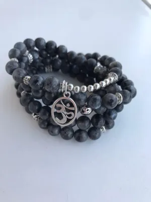 Natural Black Labradorite 8mm 108 Mala Beads, Spiritual, Meditation Beads, Reiki, Japa Mala, Buddhist Prayer Beads, Yoga Bracelet, healing beads LKMALA-RRGU-2683