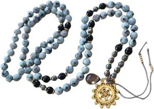 Natural Black Tourmaline, Sesame Jasper 8mm 108 Mala Beads, Spiritual, Meditation Beads, Reiki, Japa Mala, Buddhist Prayer Beads, Yoga Bracelet, healing beads LKMALA-RRGU-2969