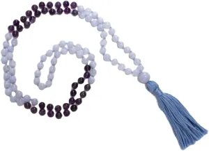 Natural Blue Lace Agate and Amethyst 6mm 108 Mala Beads, Spiritual, Meditation Beads, Reiki, Japa Mala, Buddhist Prayer Beads, Yoga Bracelet, healing beads LKMALA-RRGU-3216