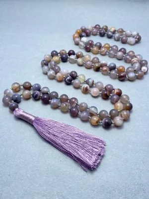 Natural Botswana Agate 8mm 108 Mala Beads, Spiritual, Meditation Beads, Reiki, Japa Mala, Buddhist Prayer Beads, Yoga Bracelet, healing beads LKMALA-RRGU-3666