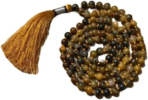 Natural Bumblebee Jasper 8mm 108 Mala Beads, Spiritual, Meditation Beads, Reiki, Japa Mala, Buddhist Prayer Beads, Yoga Bracelet, healing beads LKMALA-RRGU-597