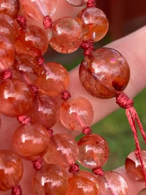 Natural Fire Quartz 8mm 108 Mala Beads, Spiritual, Meditation Beads, Reiki, Japa Mala, Buddhist Prayer Beads, Yoga Bracelet, healing beads LKMALA-RRGU-2992