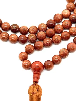 Natural Goldstone 6mm 108 Mala Beads, Spiritual, Meditation Beads, Reiki, Japa Mala, Buddhist Prayer Beads, Yoga Bracelet, healing beads LKMALA-RRGU-1620
