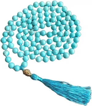 Natural Howlite Turquiose 8mm 108 Mala Beads, Spiritual, Meditation Beads, Reiki, Japa Mala, Buddhist Prayer Beads, Yoga Bracelet, healing beads LKMALA-RRGU-2733