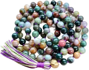 Natural Indian Agate 8mm 108 Mala Beads, Spiritual, Meditation Beads, Reiki, Japa Mala, Buddhist Prayer Beads, Yoga Bracelet, healing beads LKMALA-RRGU-2951