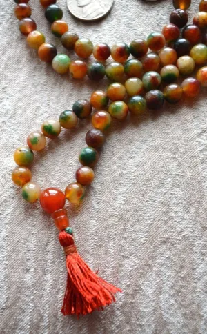 Natural Jade Flower 6mm 108 Mala Beads, Spiritual, Meditation Beads, Reiki, Japa Mala, Buddhist Prayer Beads, Yoga Bracelet, healing beads LKMALA-RRGU-1734
