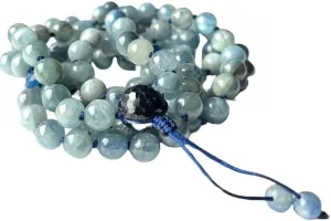 Natural Kyanite, Sapphire 8mm-12mm 108 Mala Beads, Spiritual, Meditation Beads, Reiki, Japa Mala, Buddhist Prayer Beads, Yoga Bracelet, healing beads LKMALA-RRGU-1026, 34 inch