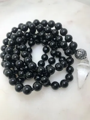 Natural Obsidian 8mm 108 Mala Beads, Spiritual, Meditation Beads, Reiki, Japa Mala, Buddhist Prayer Beads, Yoga Bracelet, healing beads LKMALA-RRGU-3793