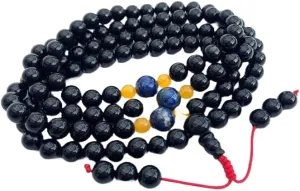 Natural onyx,lapis, topaz 8mm 108 Mala Beads, Spiritual, Meditation Beads, Reiki, Japa Mala, Buddhist Prayer Beads, Yoga Bracelet, healing beads LKMALA-RRGU-1594
