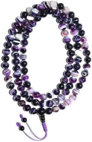 Natural Purple Agate 6mm 108 Mala Beads, Spiritual, Meditation Beads, Reiki, Japa Mala, Buddhist Prayer Beads, Yoga Bracelet, healing beads LKMALA-RRGU-818
