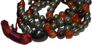 Natural pyrite garnet carnelian 9mm 108 Mala Beads, Spiritual, Meditation Beads, Reiki, Japa Mala, Buddhist Prayer Beads, Yoga Bracelet, healing beads LKMALA-RRGU-1700