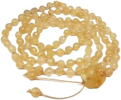 Natural Raw Citrine and Honey Quartz 8mm 108 Mala Beads, Spiritual, Meditation Beads, Reiki, Japa Mala, Buddhist Prayer Beads, Yoga Bracelet, healing beads LKMALA-RRGU-3906