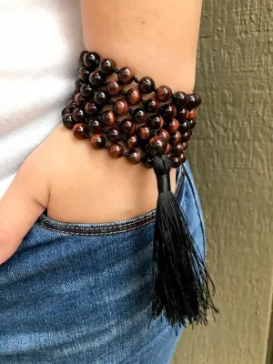 Natural RED TIGER EYE 8mm 108 Mala Beads, Spiritual, Meditation Beads, Reiki, Japa Mala, Buddhist Prayer Beads, Yoga Bracelet, healing beads LKMALA-RRGU-1327