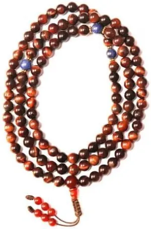 Natural Red Tiger Eye,lapis lazuli 8mm 108 Mala Beads, Spiritual, Meditation Beads, Reiki, Japa Mala, Buddhist Prayer Beads, Yoga Bracelet, healing beads LKMALA-RRGU-822