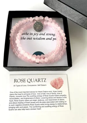 Natural ROSE QUARTZ 6mm 108 Mala Beads, Spiritual, Meditation Beads, Reiki, Japa Mala, Buddhist Prayer Beads, Yoga Bracelet, healing beads LKMALA-RRGU-3318