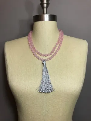 Natural Rose Quartz 8mm 108 Mala Beads, Spiritual, Meditation Beads, Reiki, Japa Mala, Buddhist Prayer Beads, Yoga Bracelet, healing beads LKMALA-RRGU-3719