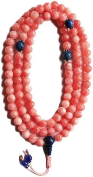 Natural Rose Quartz, lapis lazuli 8mm 108 Mala Beads, Spiritual, Meditation Beads, Reiki, Japa Mala, Buddhist Prayer Beads, Yoga Bracelet, healing beads LKMALA-RRGU-866