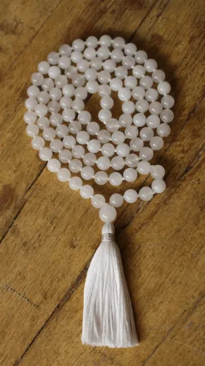 Natural Snow Quartz 6mm 108 Mala Beads, Spiritual, Meditation Beads, Reiki, Japa Mala, Buddhist Prayer Beads, Yoga Bracelet, healing beads LKMALA-RRGU-2685