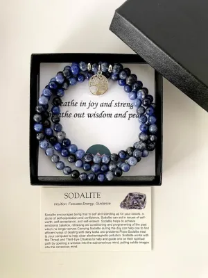 Natural SODALITE 6mm 108 Mala Beads, Spiritual, Meditation Beads, Reiki, Japa Mala, Buddhist Prayer Beads, Yoga Bracelet, healing beads LKMALA-RRGU-3287