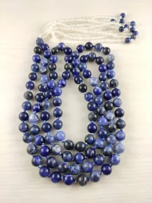 Natural Sodalite 8mm 108 Mala Beads, Spiritual, Meditation Beads, Reiki, Japa Mala, Buddhist Prayer Beads, Yoga Bracelet, healing beads LKMALA-RRGU-3684
