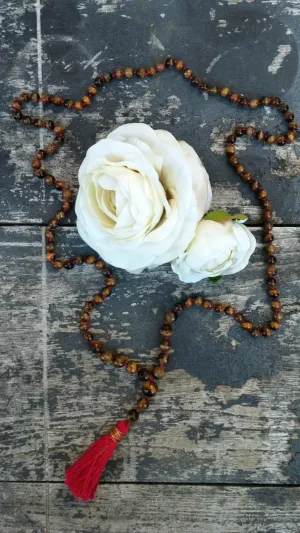 Natural tiger eye 6mm 108 Mala Beads, Spiritual, Meditation Beads, Reiki, Japa Mala, Buddhist Prayer Beads, Yoga Bracelet, healing beads LKMALA-RRGU-3897
